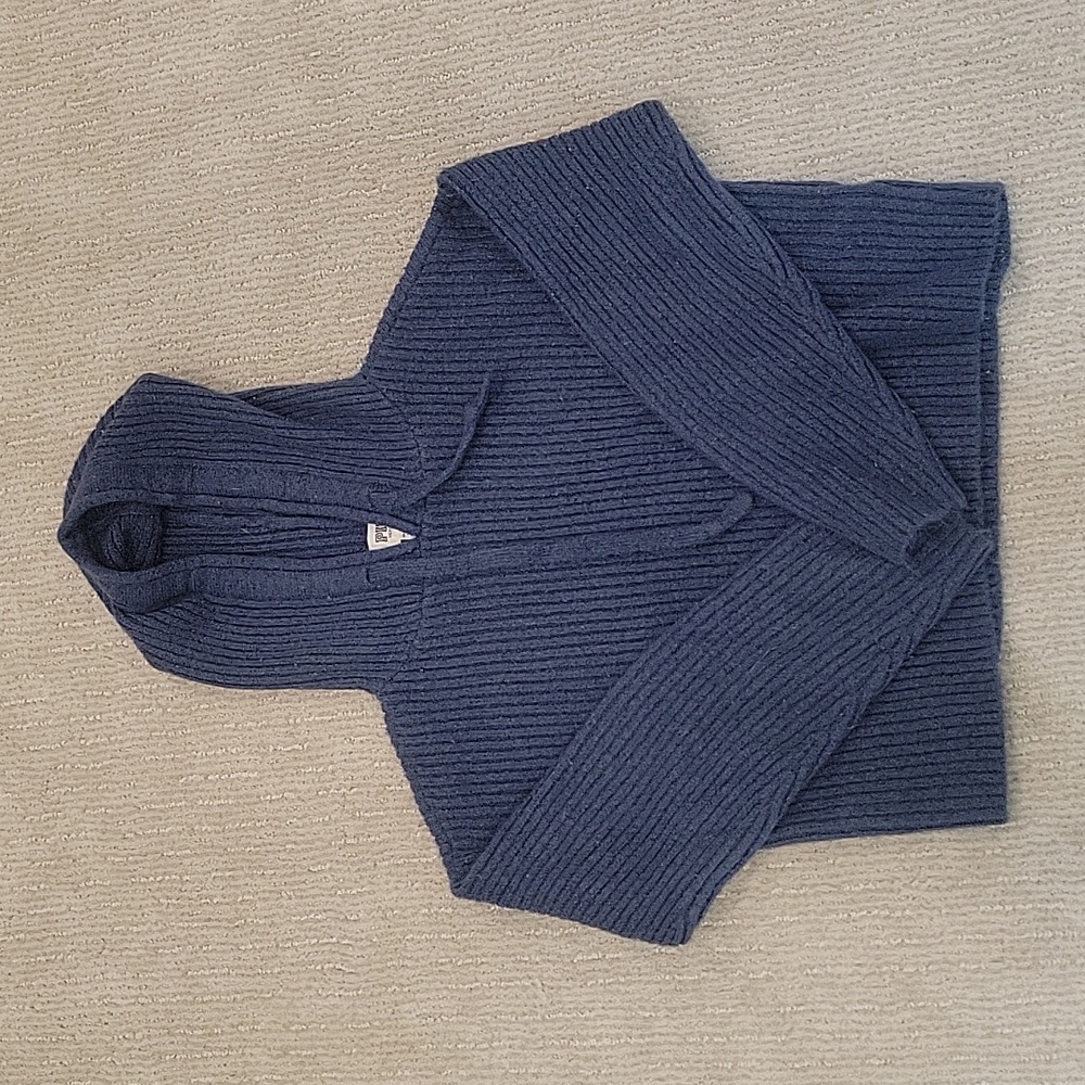 Pink Victoria's Secret Cropped Navy Blue Hoodie Sweater